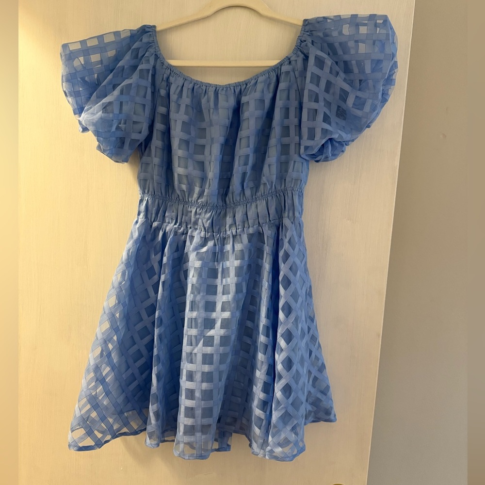 Blue Puff Sleeve Dress